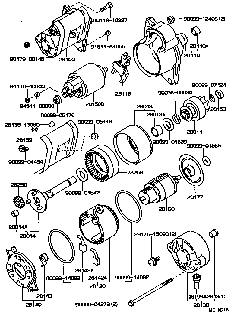 Toyota COROLLA 起动机 EPC diagram — MEN216