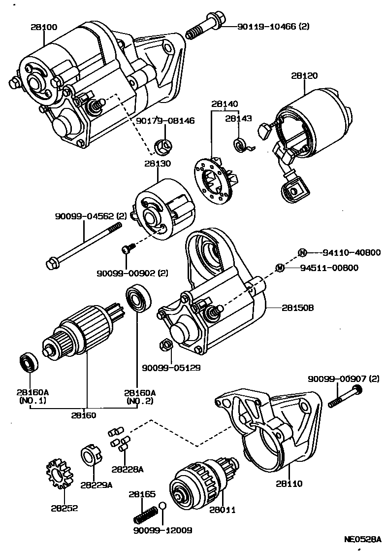 Toyota COROLLA 起动机 EPC diagram — NEO528A
