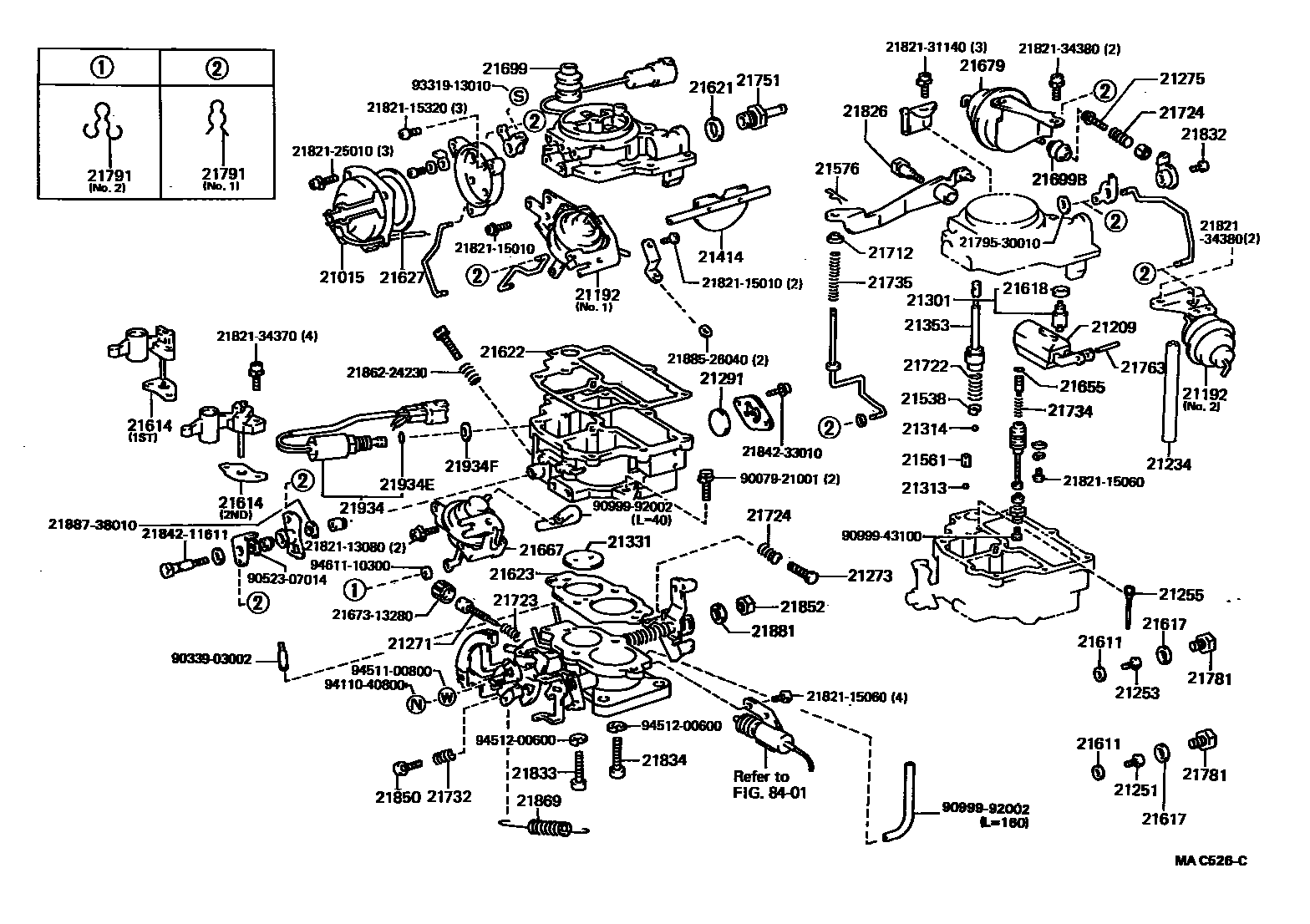 Toyota COROLLA 化油器 EPC diagram — MAC526C