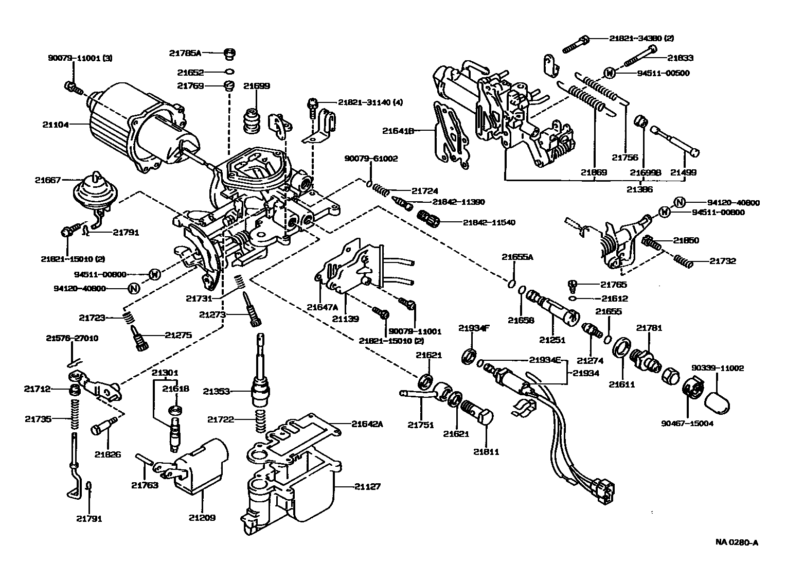 Toyota COROLLA 化油器 EPC diagram — NA0280A