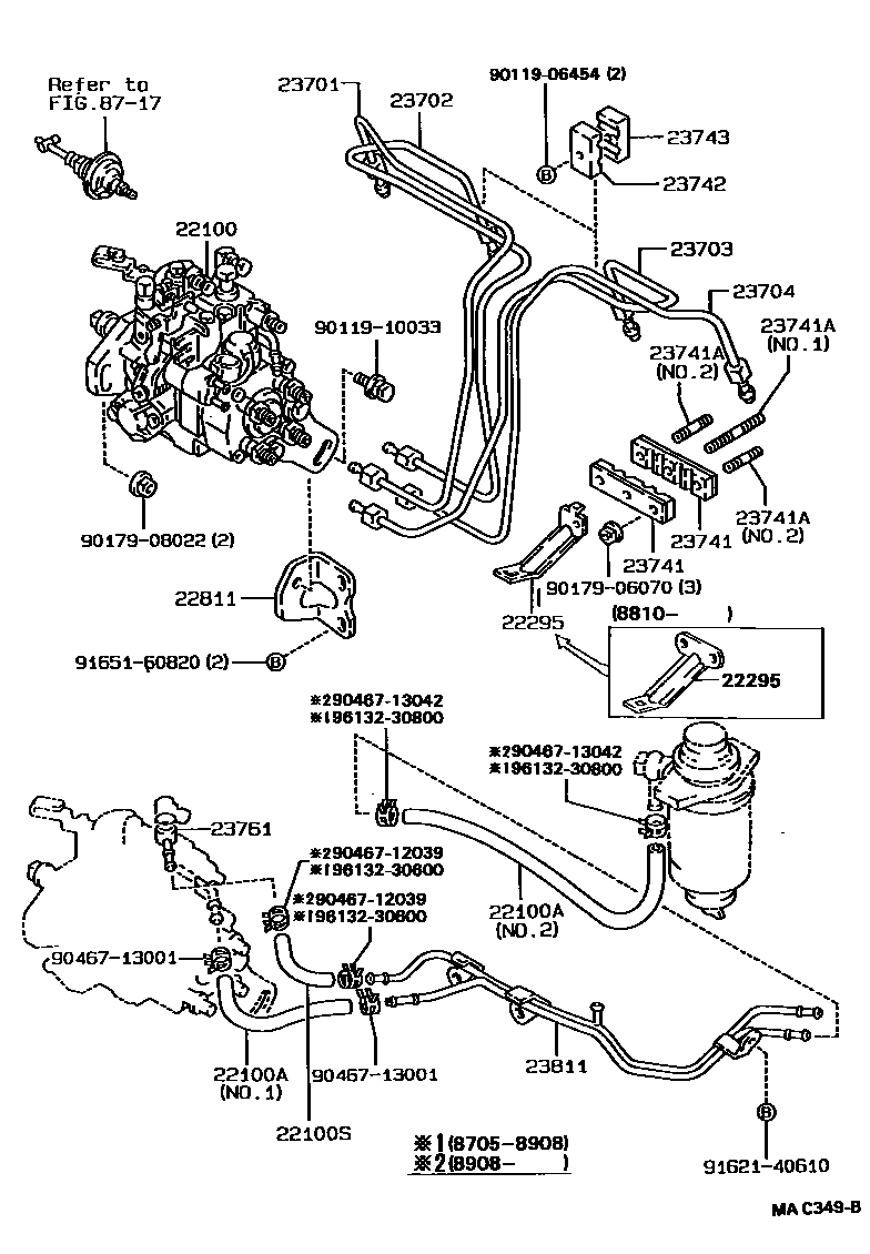 Toyota COROLLA 喷油泵总成 EPC diagram — MAC349B
