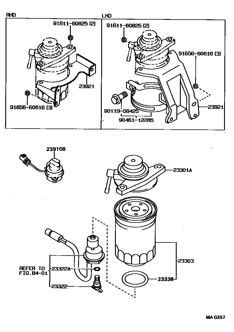 Toyota COROLLA fuel filter EPC diagram — MAG257