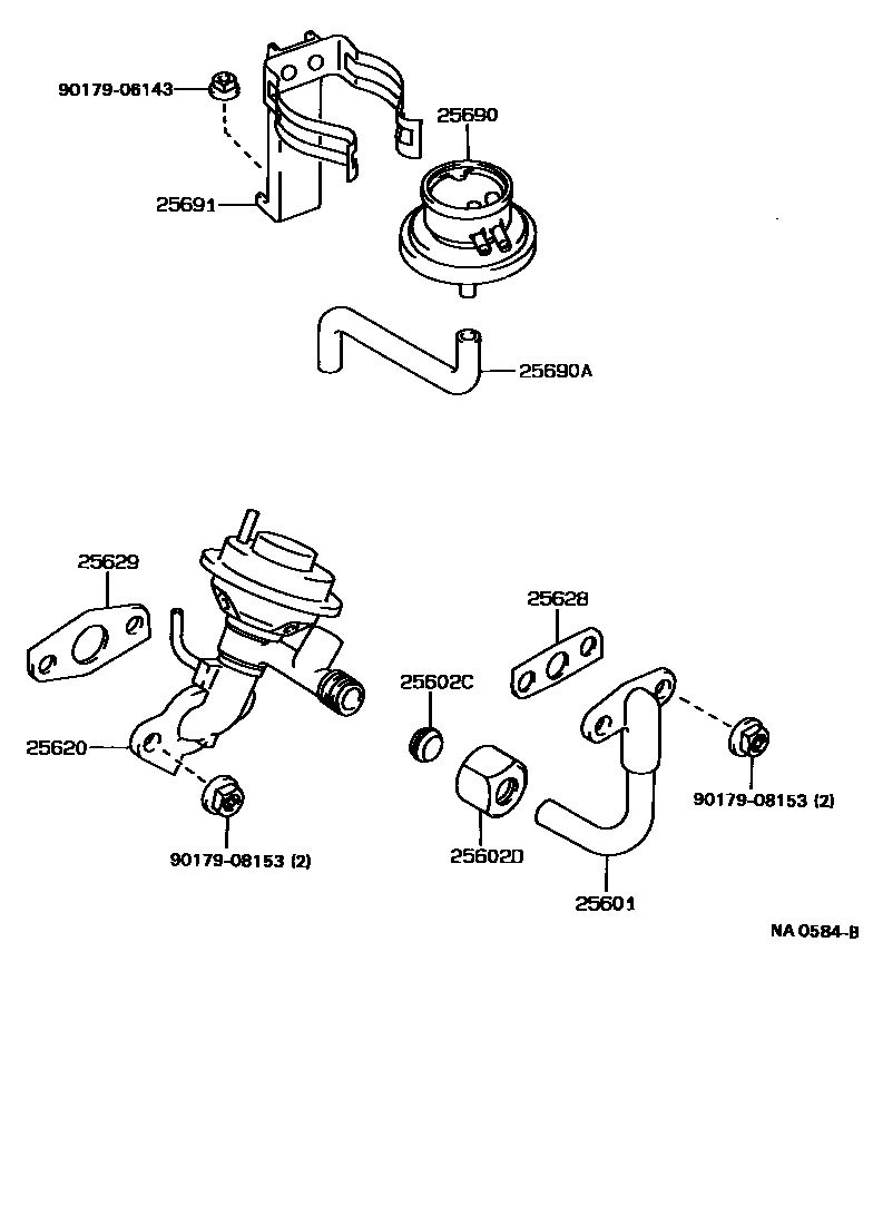 Toyota COROLLA 废气再循环系统 EPC diagram — NA0584B