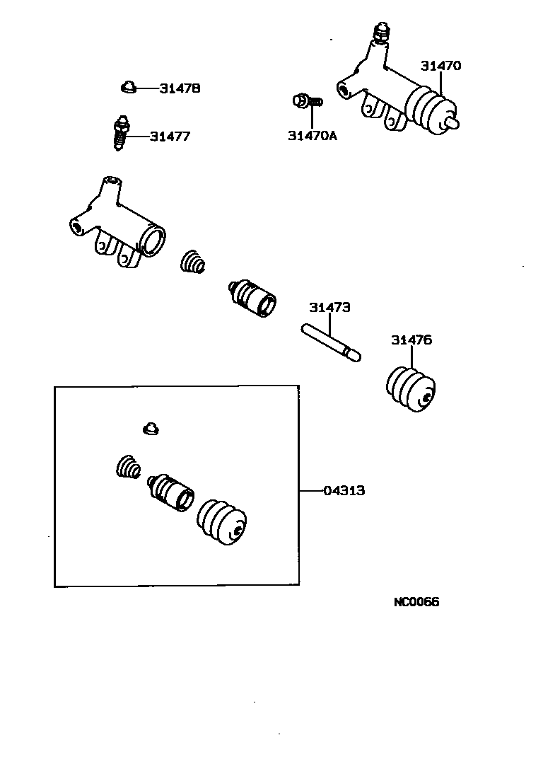 Toyota COROLLA 离合器分离缸 EPC diagram — NC0066