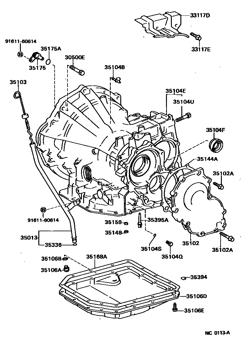Toyota COROLLA 变速器壳和油底壳(ATM) EPC diagram — NC0113A