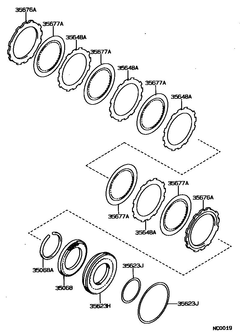 Toyota COROLLA 3号制动器、一档和倒档制动器(ATM) EPC diagram — NC0019