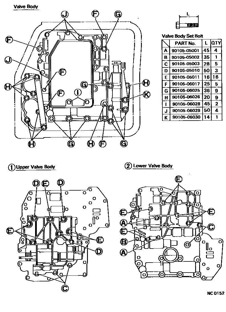 Toyota COROLLA 阀体和滤油网(ATM) EPC diagram — NC0152