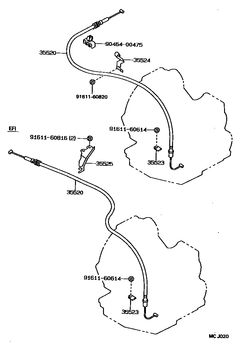 Toyota COROLLA 节气阀连杆和阀杆(ATM) EPC diagram — MCJ020