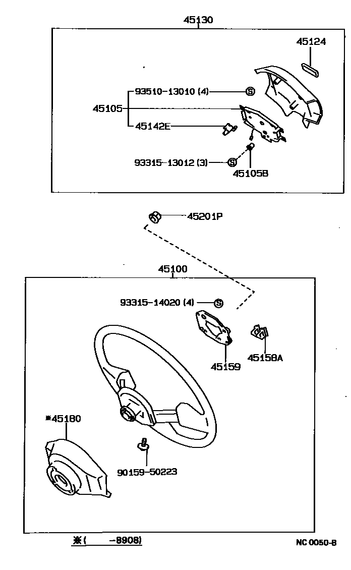 Toyota COROLLA Steering Wheel EPC diagram — NC0050B