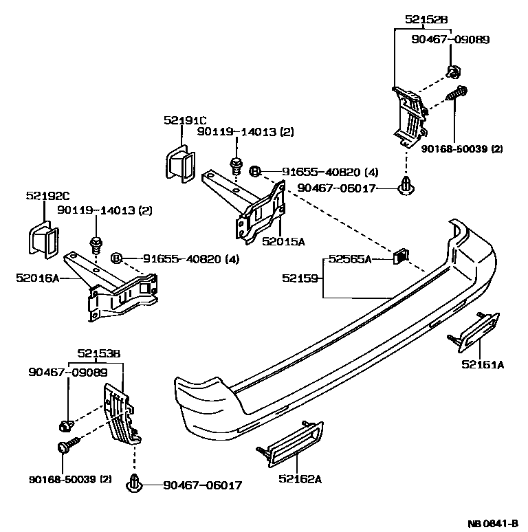Toyota COROLLA 后保险杠及附件 EPC diagram — NB0641B