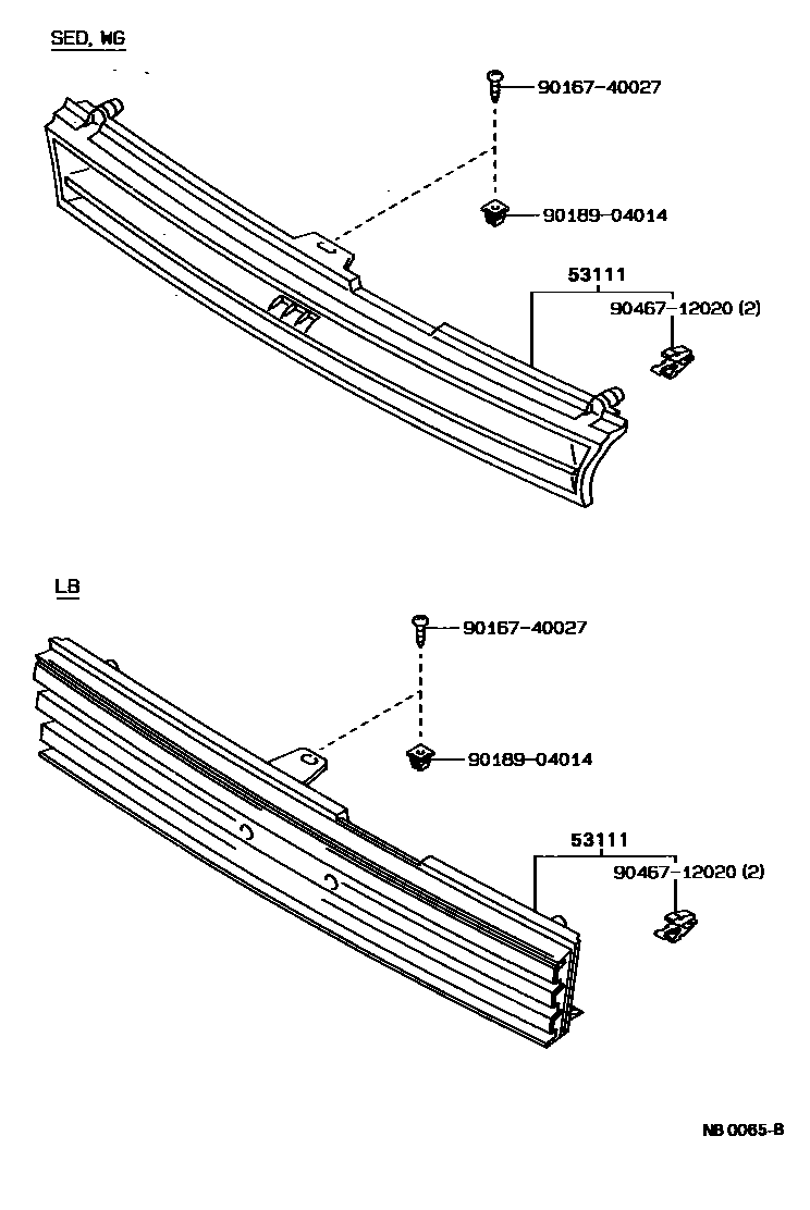 Toyota COROLLA radiator grille EPC diagram — NB0065B