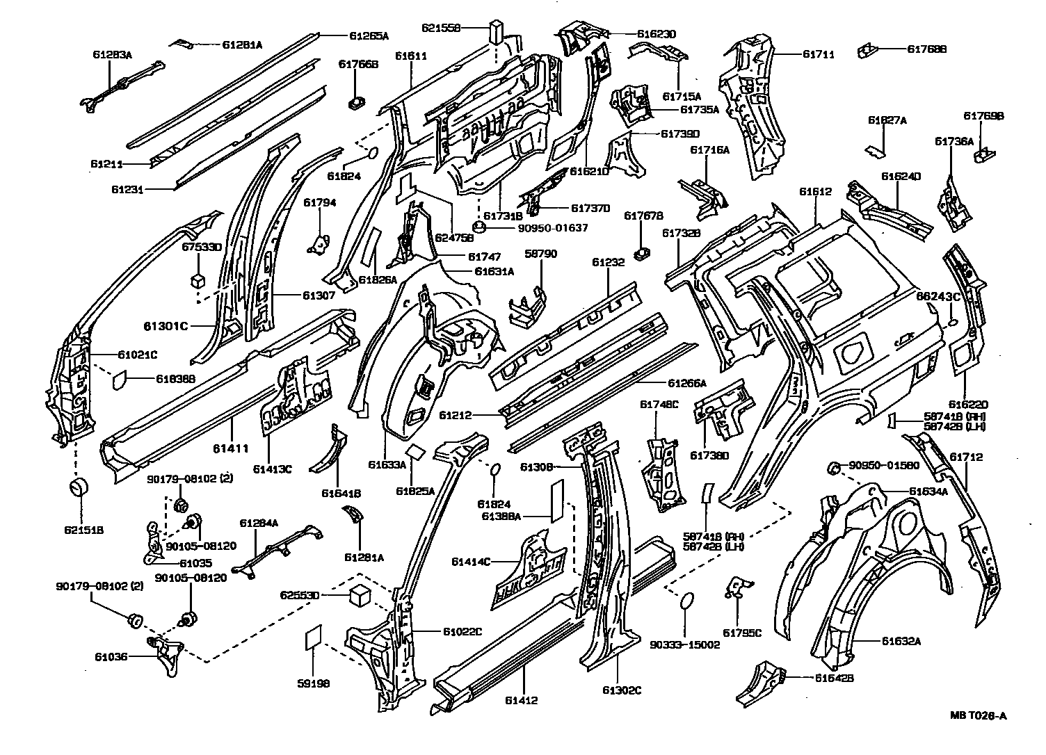 Toyota COROLLA 侧梁 EPC diagram — MBT026A