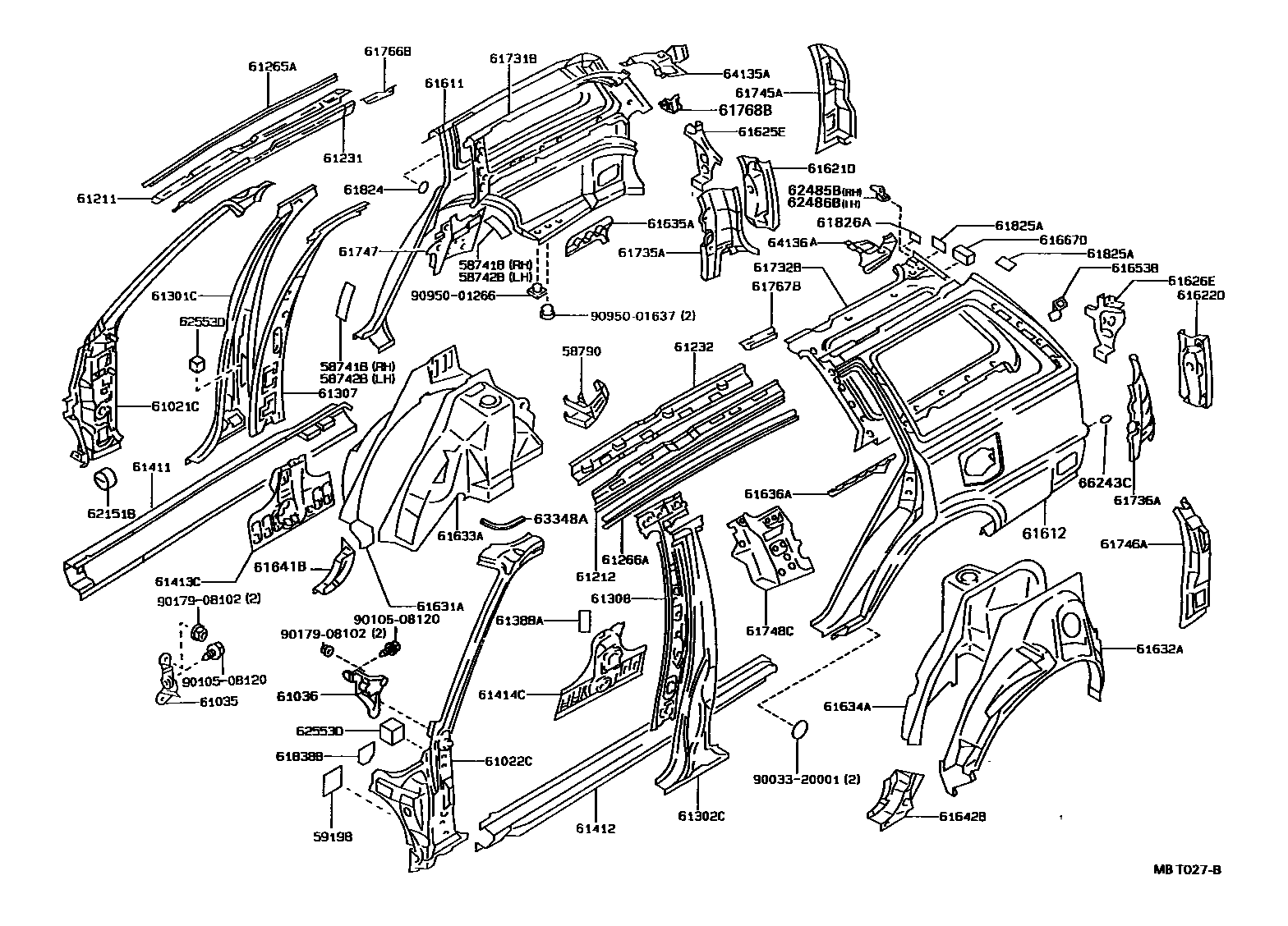 Toyota COROLLA 侧梁 EPC diagram — MBT027B