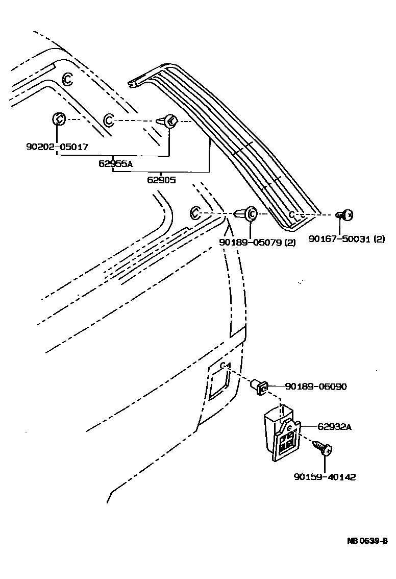 Toyota COROLLA 车侧通风装置 EPC diagram — NB0539B