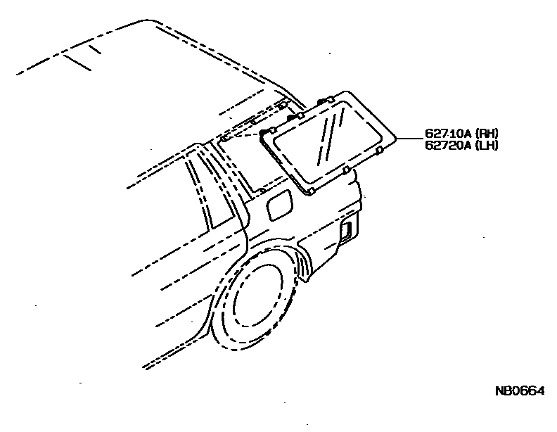 Toyota COROLLA 角窗 EPC diagram — NB0664