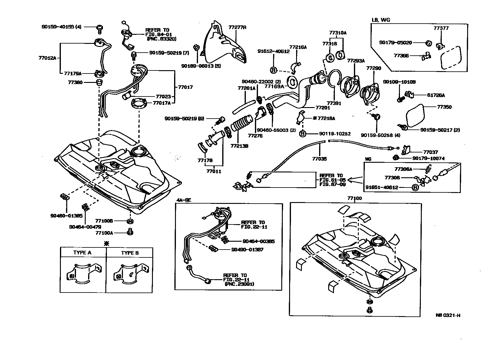 Toyota COROLLA 燃油箱和燃油管 EPC diagram — NB0321H