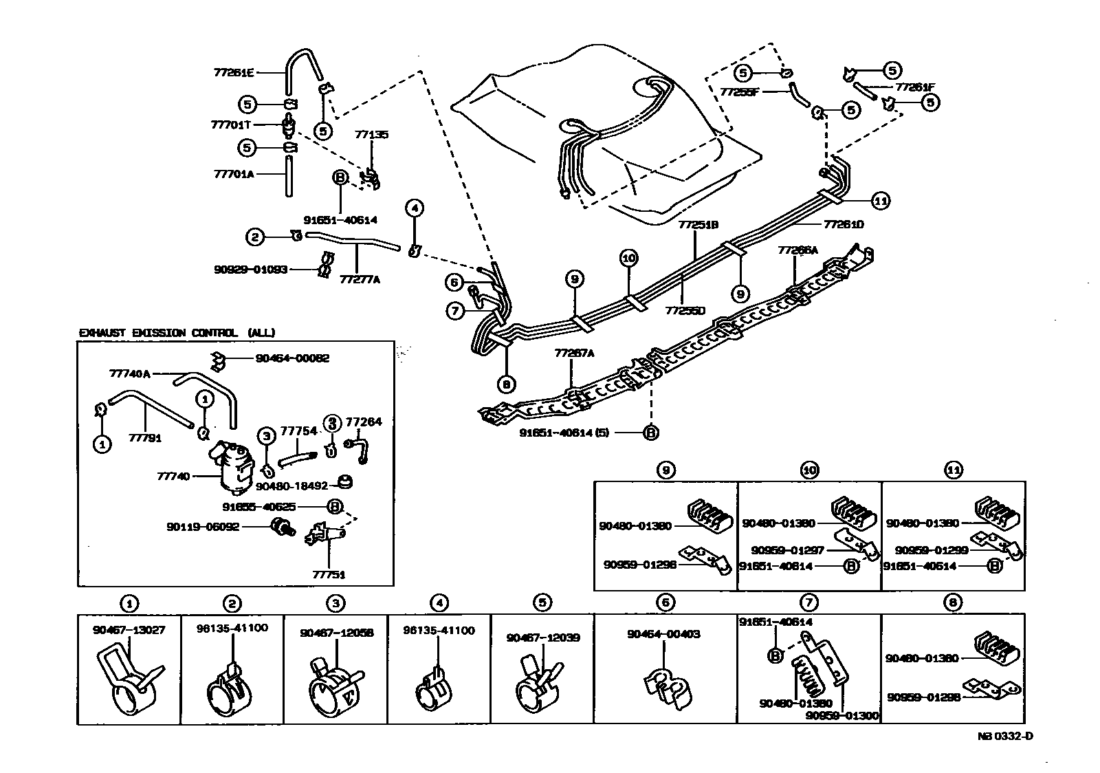 Toyota COROLLA 燃油箱和燃油管 EPC diagram — NB0332D