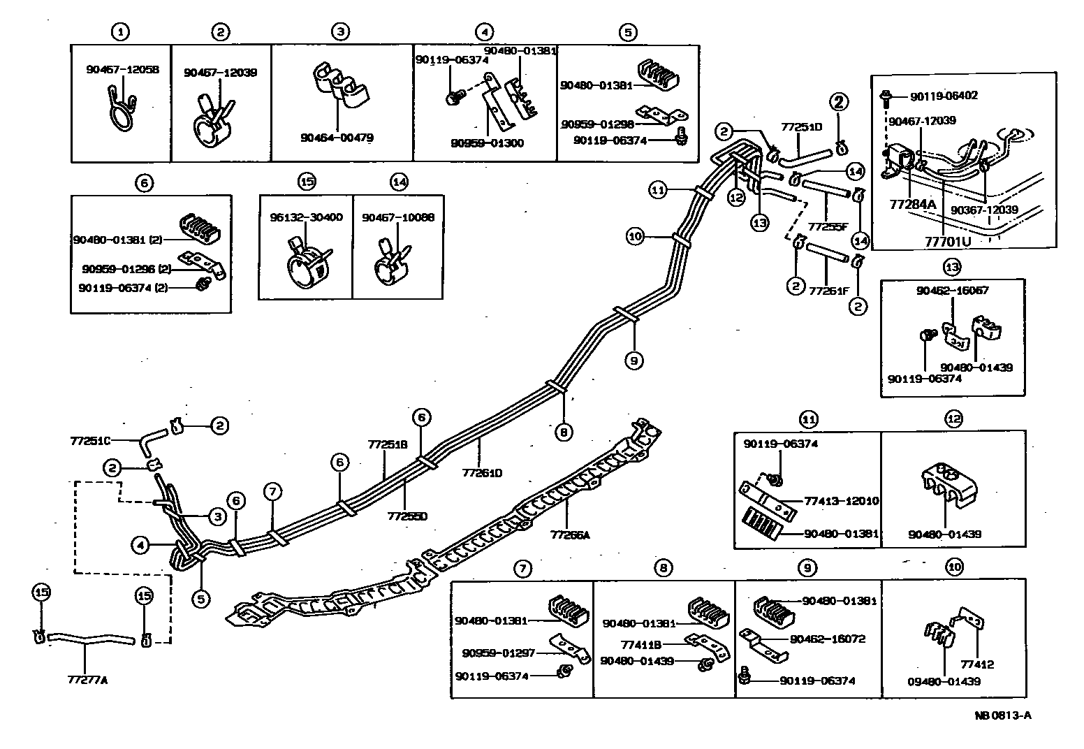 Toyota COROLLA 燃油箱和燃油管 EPC diagram — NB0813A