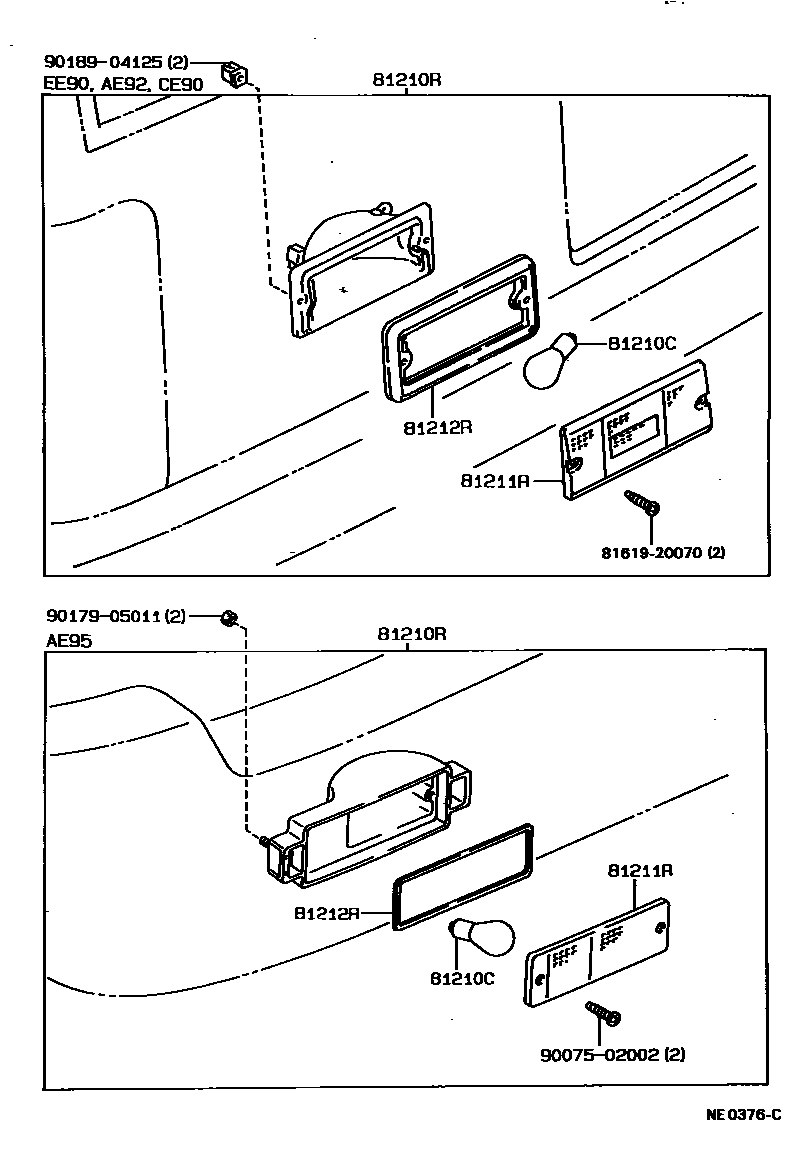 Toyota COROLLA 后雾灯 EPC diagram — NE0376C