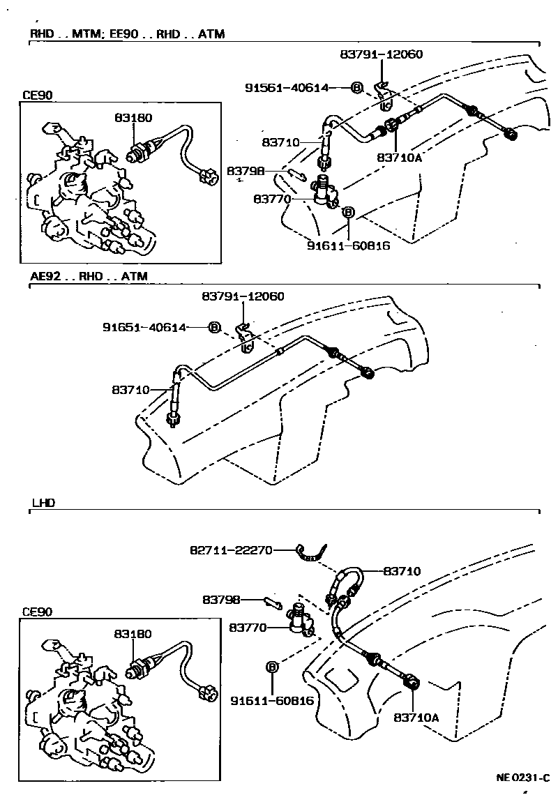 Toyota COROLLA 仪表 EPC diagram — NE0231C