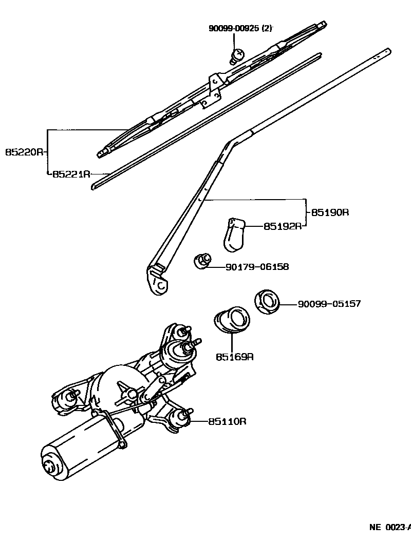 Toyota COROLLA 后刮水器 EPC diagram — NE0023A