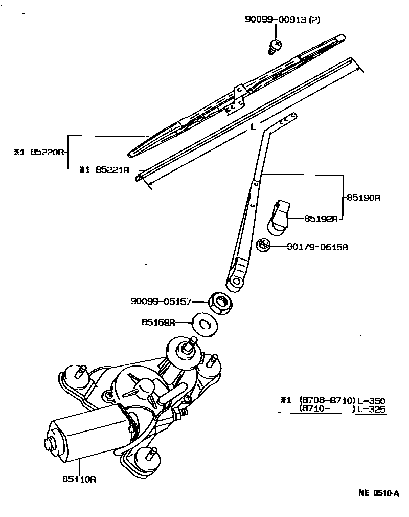 Toyota COROLLA 后刮水器 EPC diagram — NE0510A