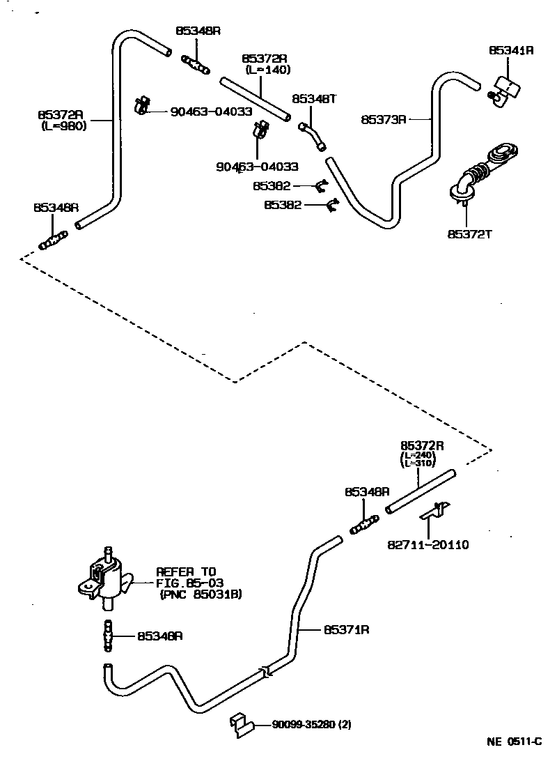 Toyota COROLLA 后清洗器 EPC diagram — NE0511C