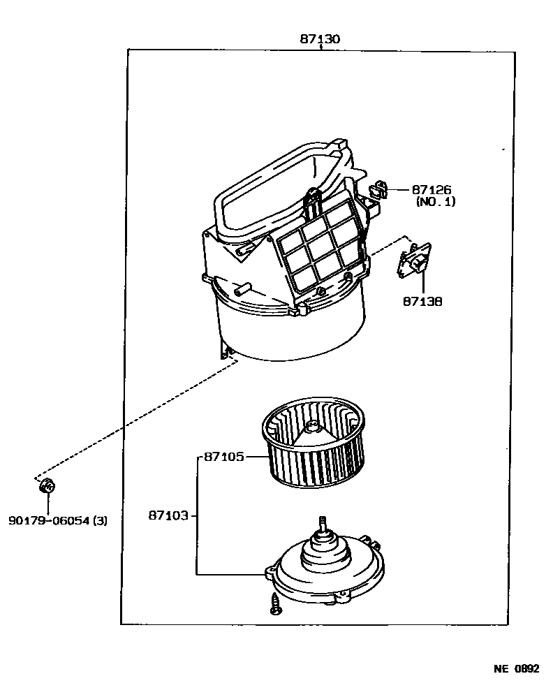 Toyota COROLLA 暖风和空调系统 - 加热装置和鼓风机 EPC diagram — NE0892