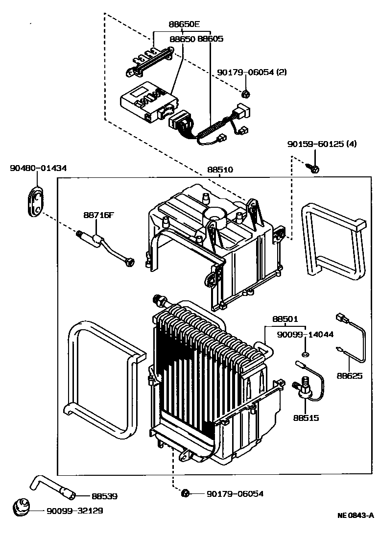 Toyota COROLLA 暖风和空调系统 - 冷却器组件 EPC diagram — NE0843A