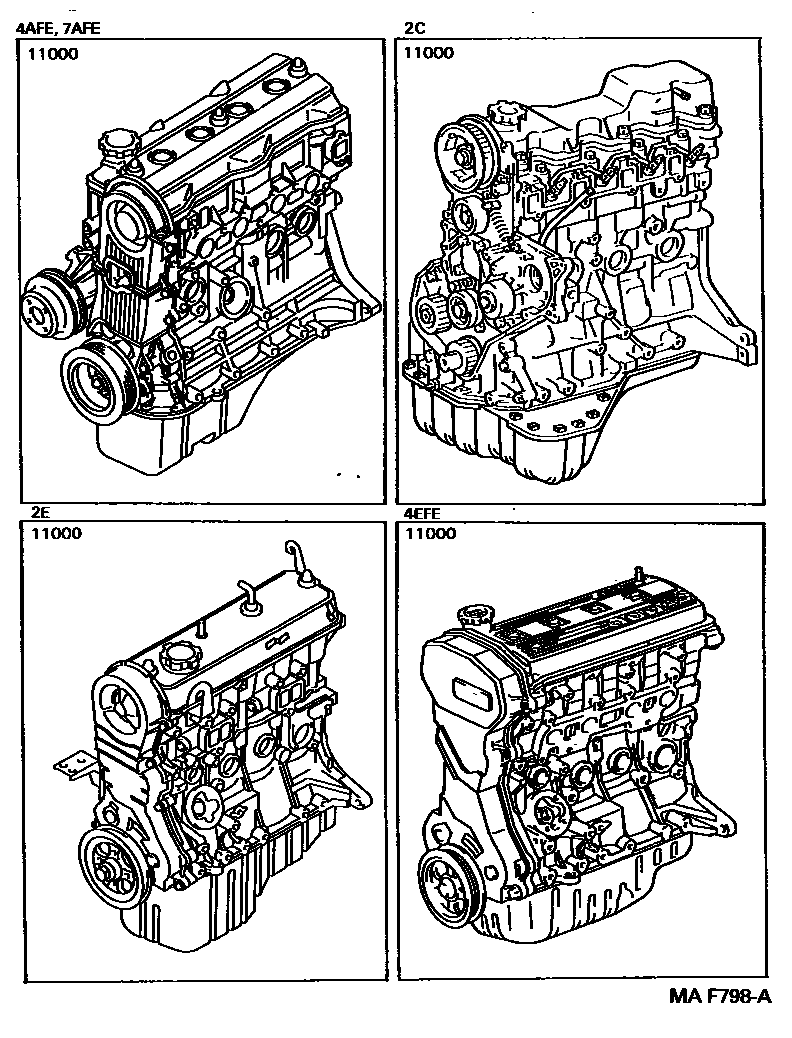 Toyota COROLLA Partial Engine Assembly EPC diagram — MAF798A