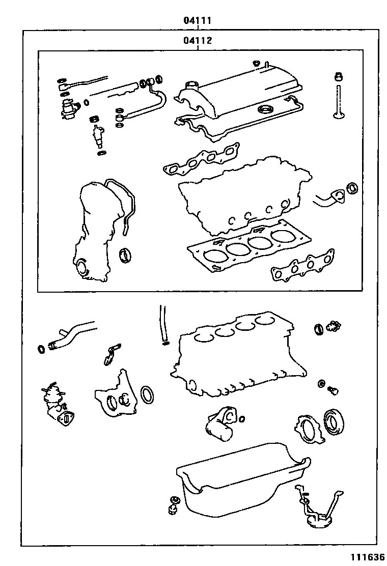 Toyota COROLLA Engine Overhaul Gasket Kit EPC diagram — 111636