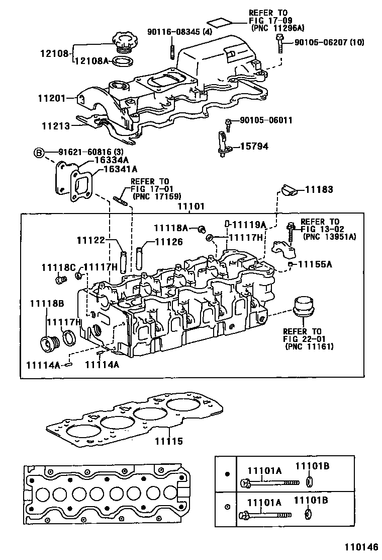 Toyota COROLLA Cylinder Head EPC diagram — 110146