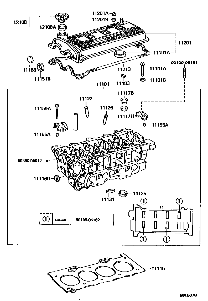 Toyota COROLLA Cylinder Head EPC diagram — MAE678