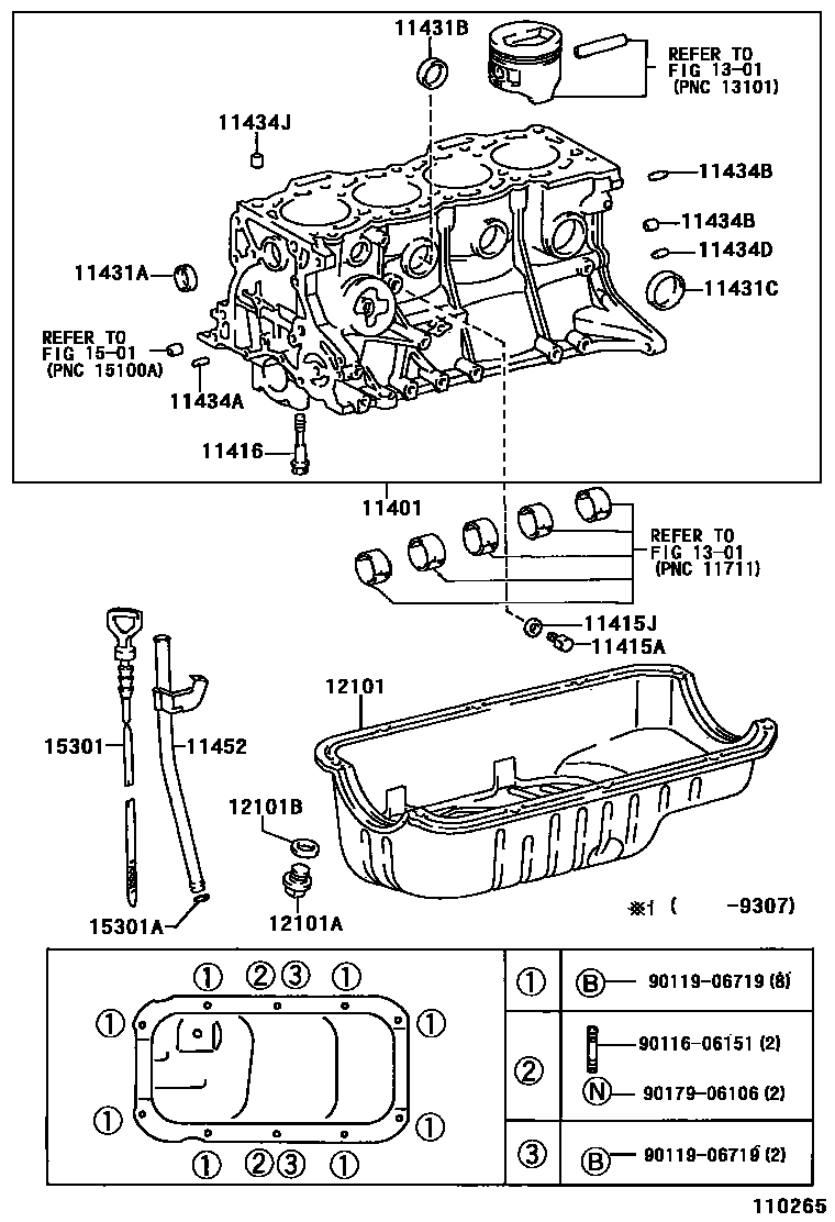Toyota COROLLA Cylinder Block EPC diagram — 110265