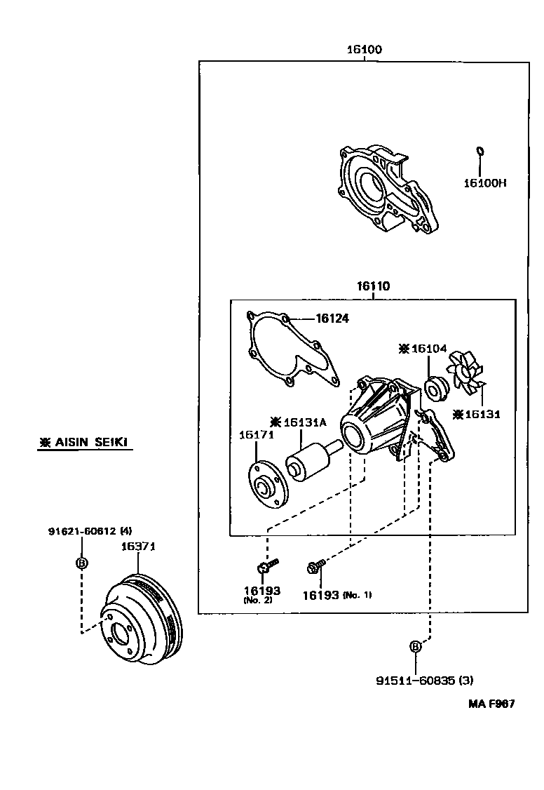 Toyota COROLLA Water Pump EPC diagram — MAF967