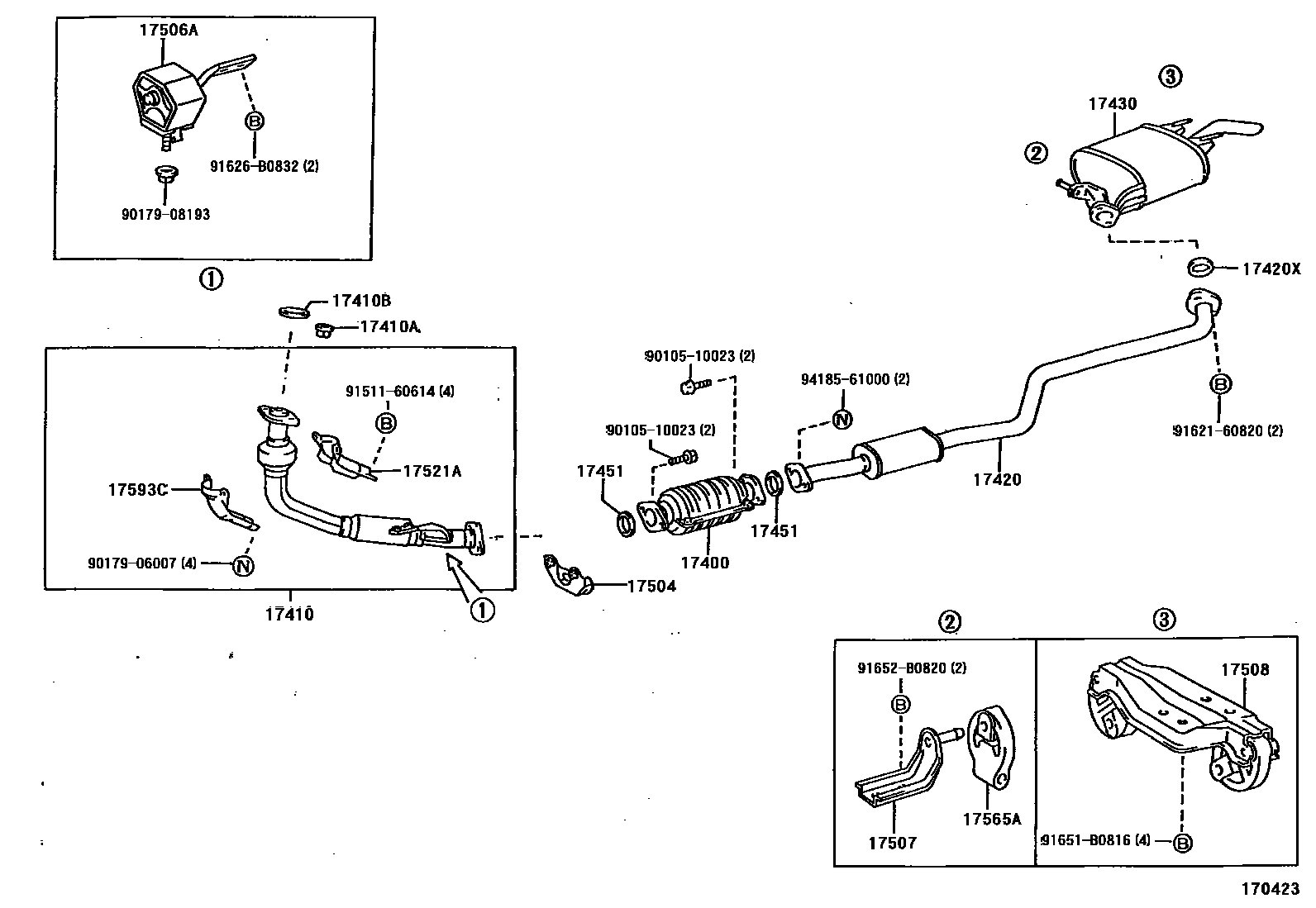 Toyota COROLLA Exhaust Pipe EPC diagram — 170423