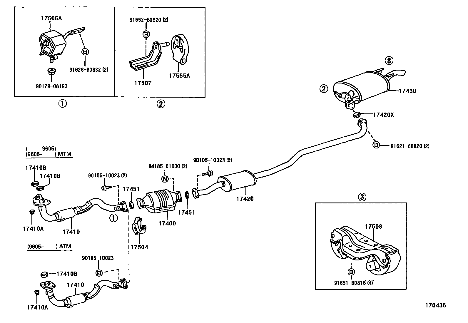 Toyota COROLLA Exhaust Pipe EPC diagram — 170436