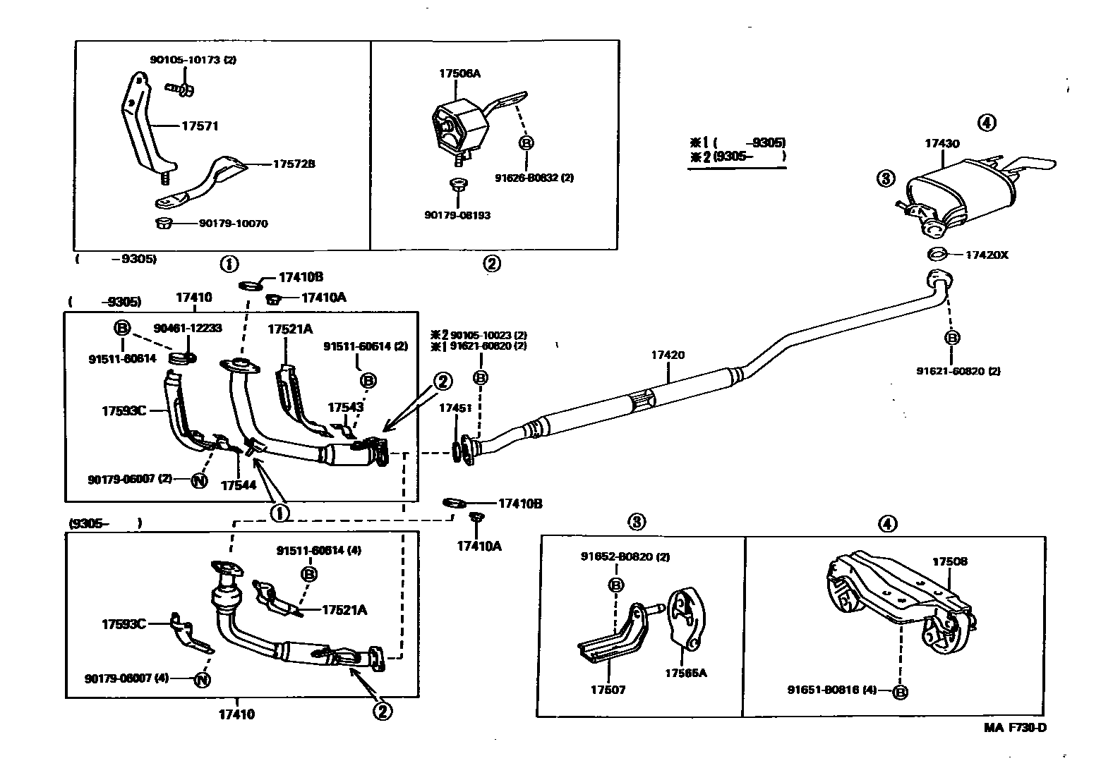 Toyota COROLLA Exhaust Pipe EPC diagram — MAF730D