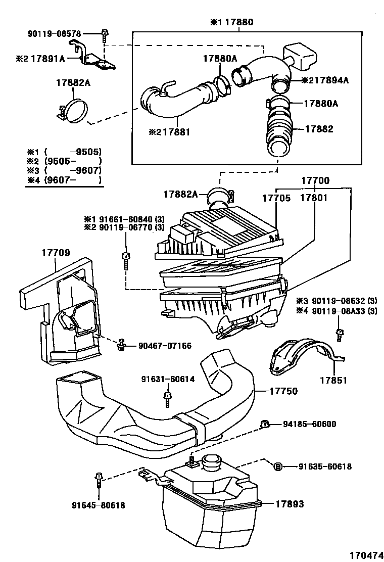 Toyota COROLLA Air Cleaner EPC diagram — 170474