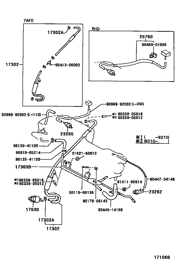 Toyota COROLLA vacuum tube EPC diagram — 171060