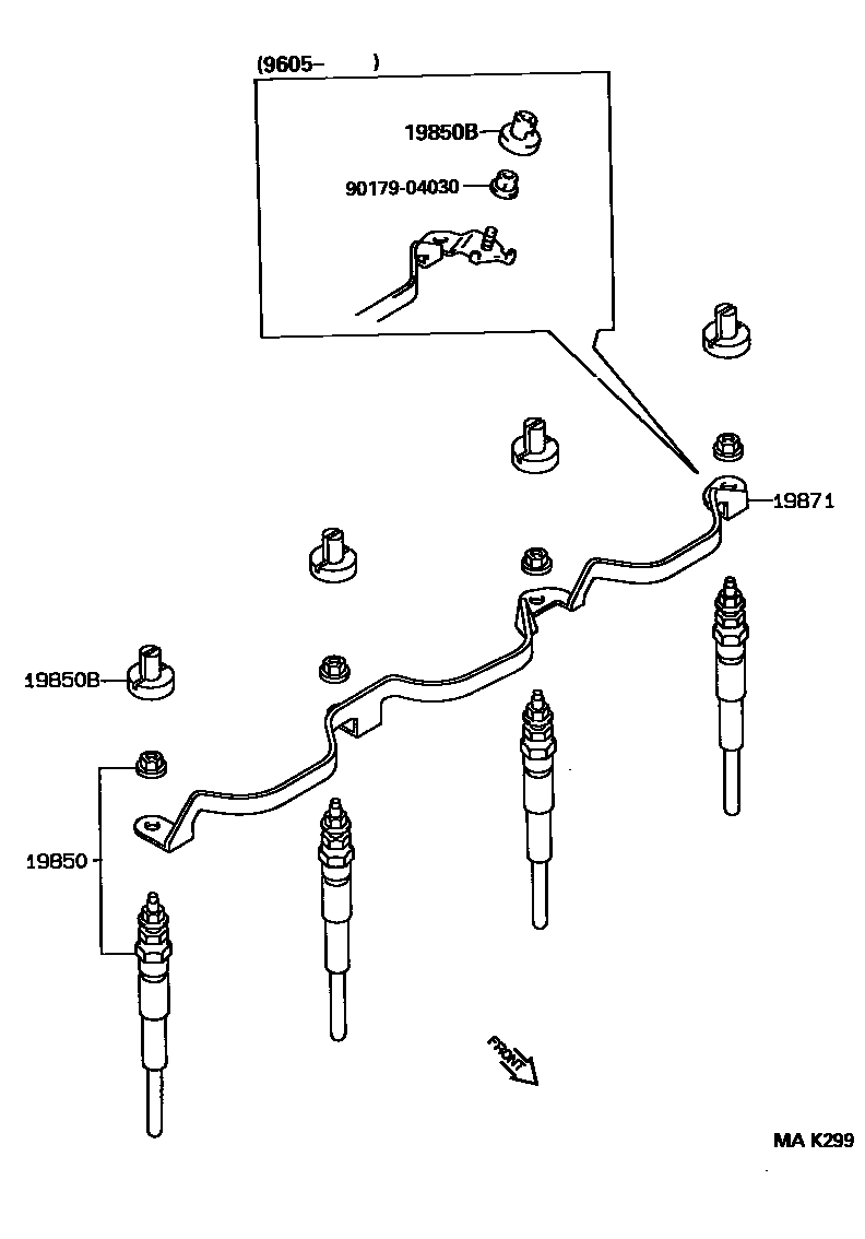 Toyota COROLLA 点火线圈和火花塞 EPC diagram — MAK299