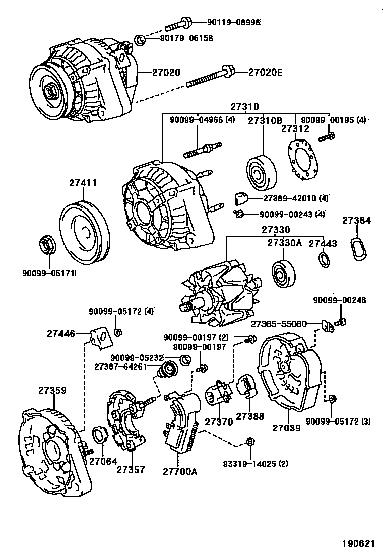 Toyota COROLLA Alternator EPC diagram — 190621