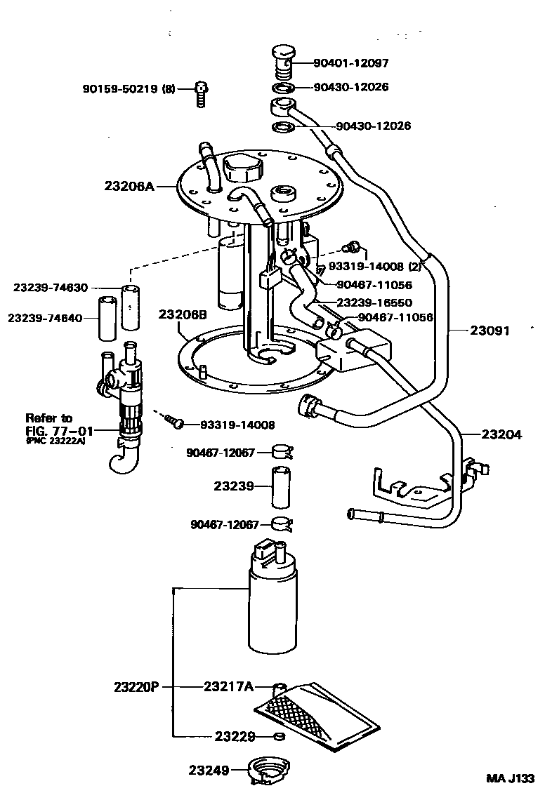Toyota COROLLA 燃油喷射系统 EPC diagram — MAJ133