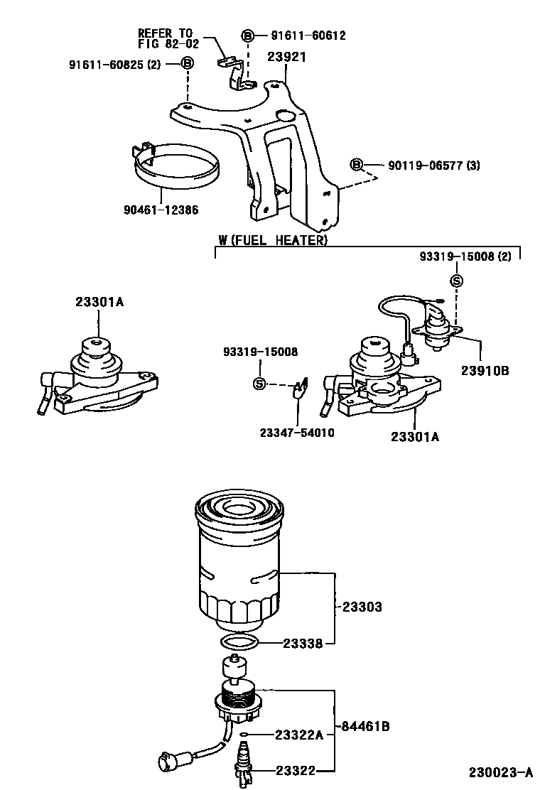 Toyota COROLLA fuel filter EPC diagram — 230023A