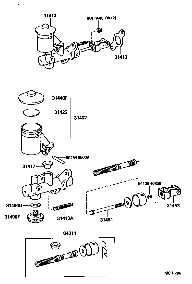 Toyota COROLLA 离合器总泵 EPC diagram — MCR286