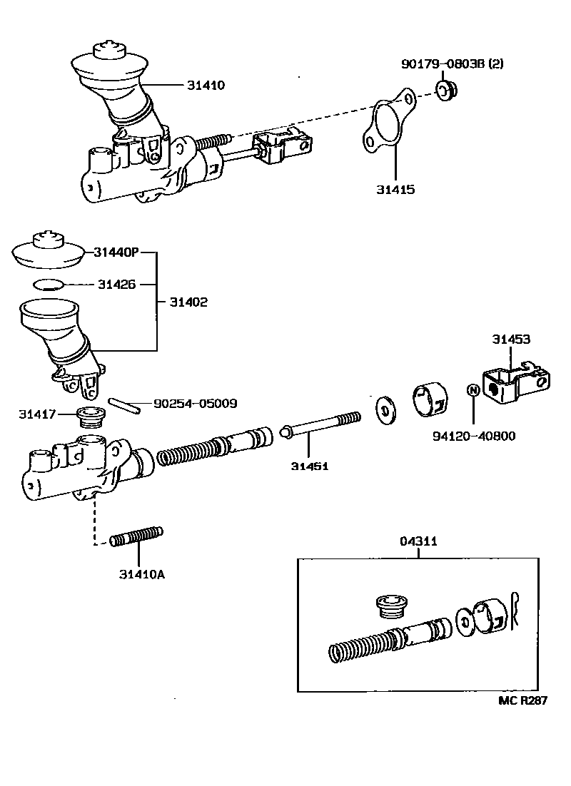 Toyota COROLLA 离合器总泵 EPC diagram — MCR287