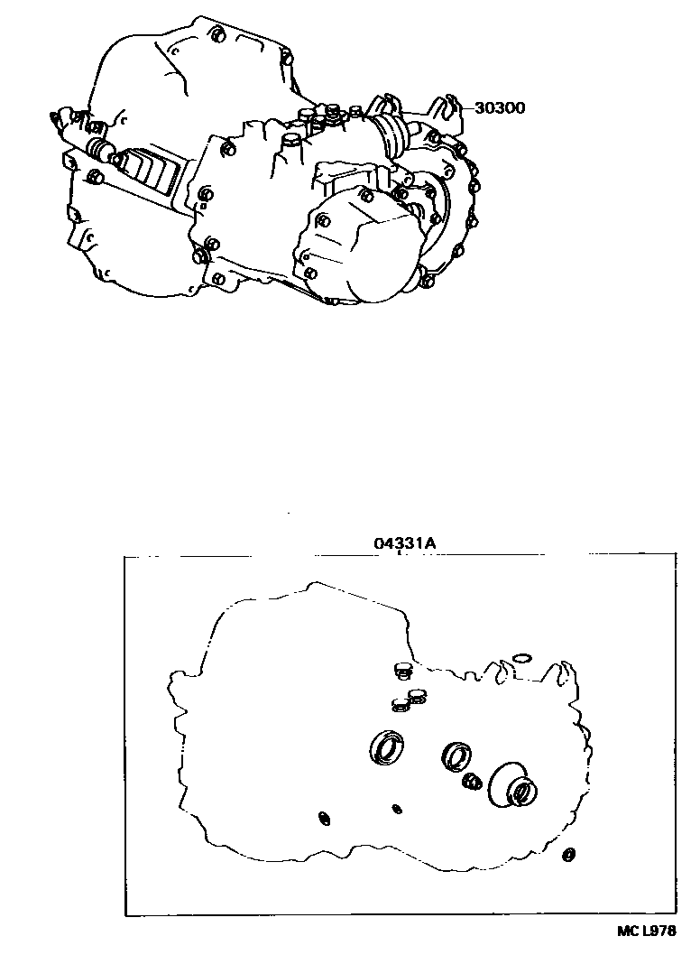Toyota COROLLA 传动桥或变速器总成和衬垫组件(MTM) EPC diagram — MCL978