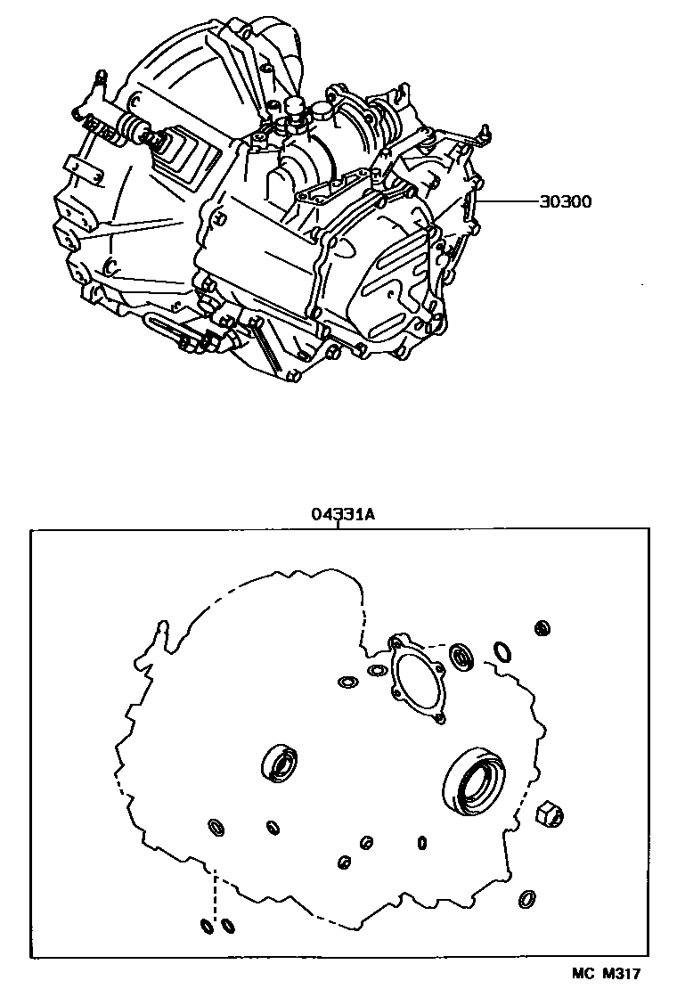 Toyota COROLLA 传动桥或变速器总成和衬垫组件(MTM) EPC diagram — MCM317