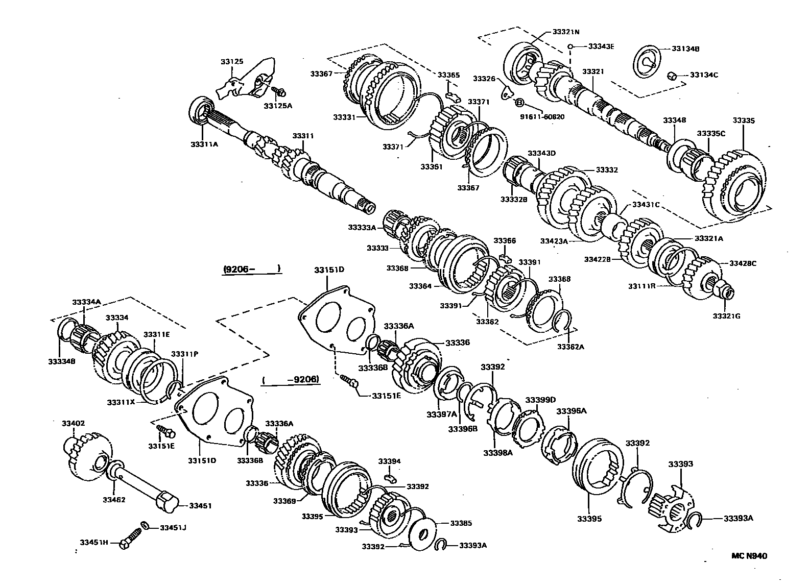 Toyota COROLLA 变速器齿轮(MTM) EPC diagram — MCN940