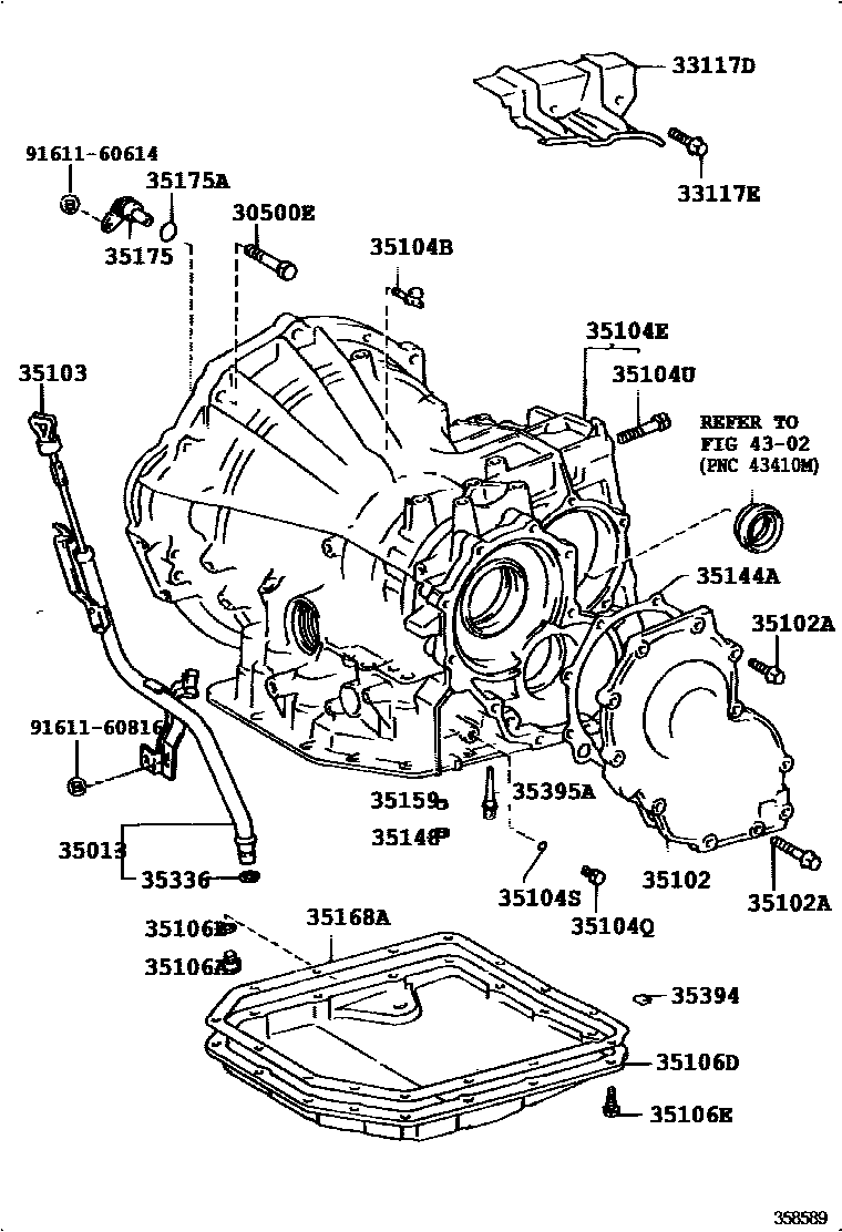Toyota COROLLA 变速器壳和油底壳(ATM) EPC diagram — 358589